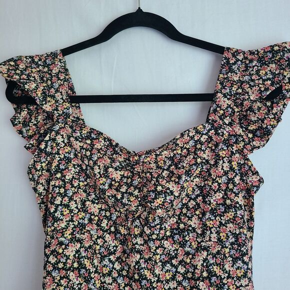 Pretty Garden Women's Floral Ruffle Sleeve Midi Dress Size Medium - Picture 3 of 9